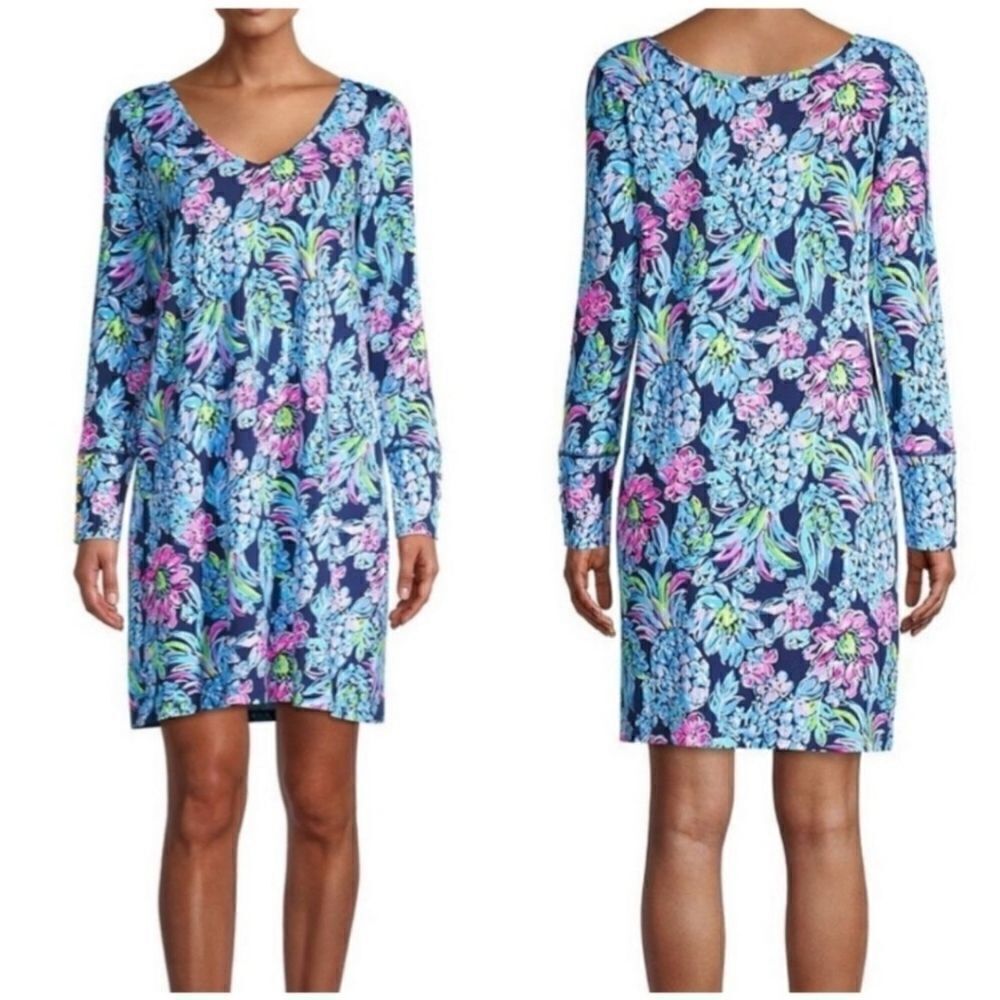 Lilly Pulitzer High Tide "Pineapple Paradise" Kaisley Dress Dual Neck Small